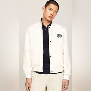 Tommy Hilfiger Reversible Water Resistant Bomber Jacket Cream White Grey sz M